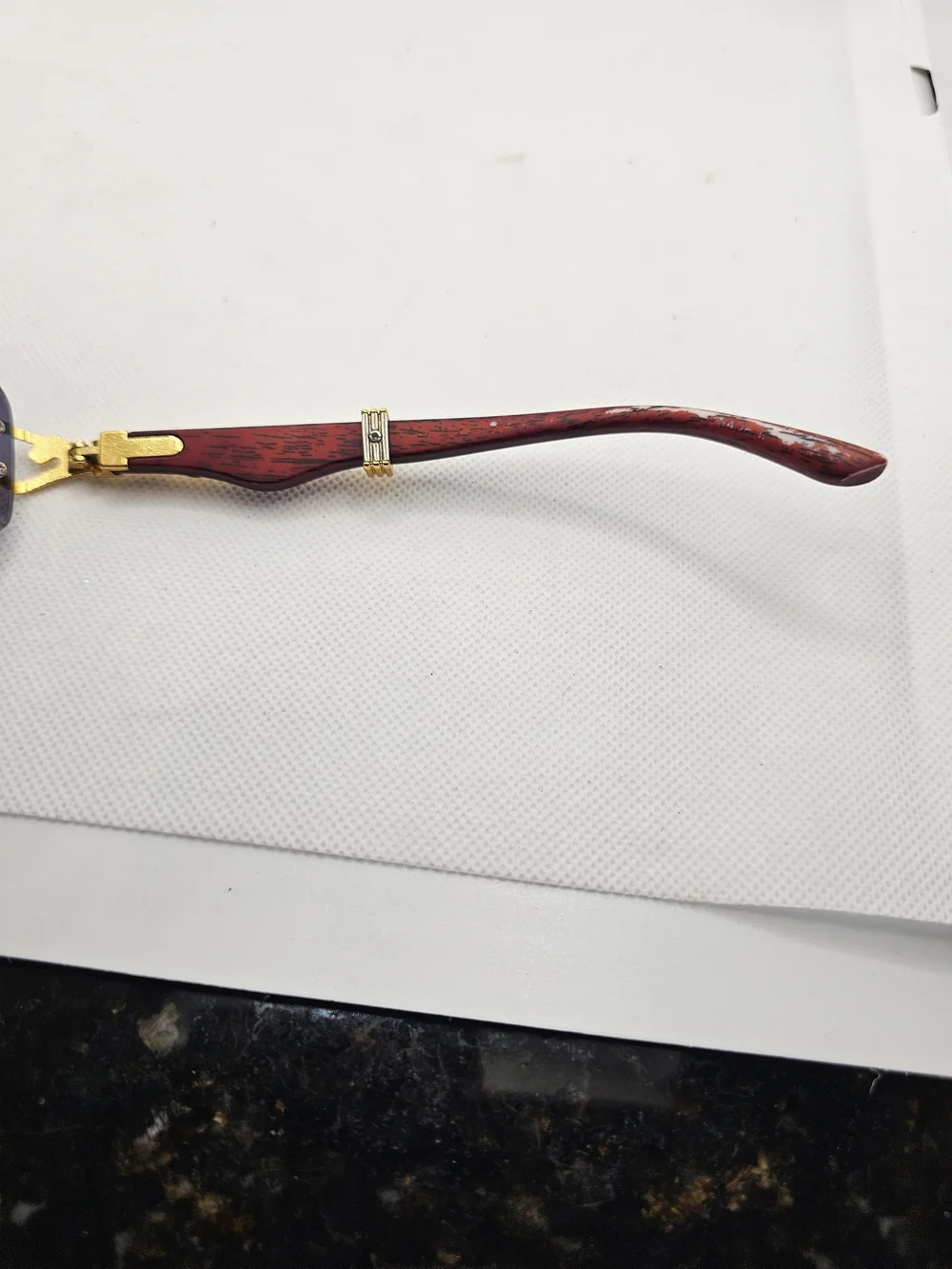 Rimless Women's Sunglasses with Gold Panther Accents and Purple Gradient Lenses